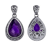 Elegant sterling silver teardrop pendant with amethyst quartz for women’s jewelry